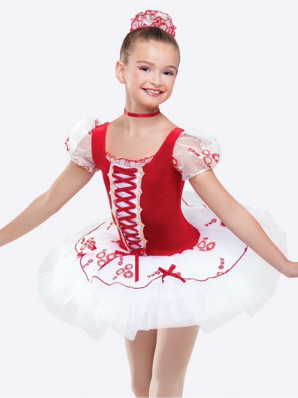Weissman Red and White Lace-Up Ballet Tutu Costume